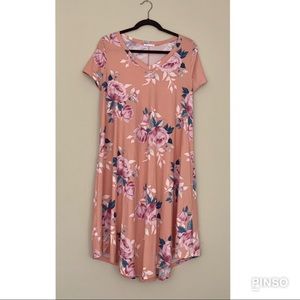 Peachy Floral Swing Dress